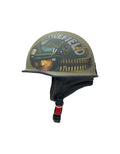 ADVENTURE HUT Half Helmet – Graphic Motorcycle Cruiser Helmet with Retro Design (New German BF) - The Adventure Hut