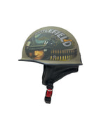 ADVENTURE HUT Half Helmet – Graphic Motorcycle Cruiser Helmet with Retro Design (New German BF) - The Adventure Hut