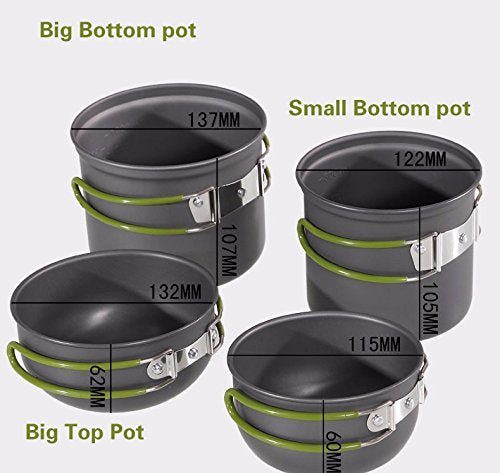 COMPSOR-203 Camping Cookware Set Non-Stick Heat Resistant Outdoor Cooking Set 4 Pot Bowl - The Adventure Hut