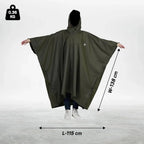 Poncho for Outdoor Rain Waterproof, Lightweight, Reusable & Packable (Army Green) - The Adventure Hut