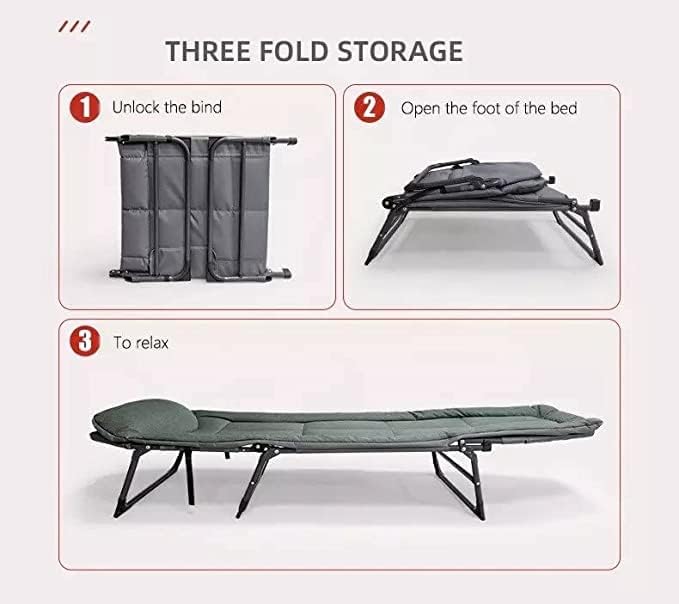 Portable Folding Camping Cot Bed for Sleeping with Soft Cushion Adjustable Backrest | THE ADVENTURE HUT