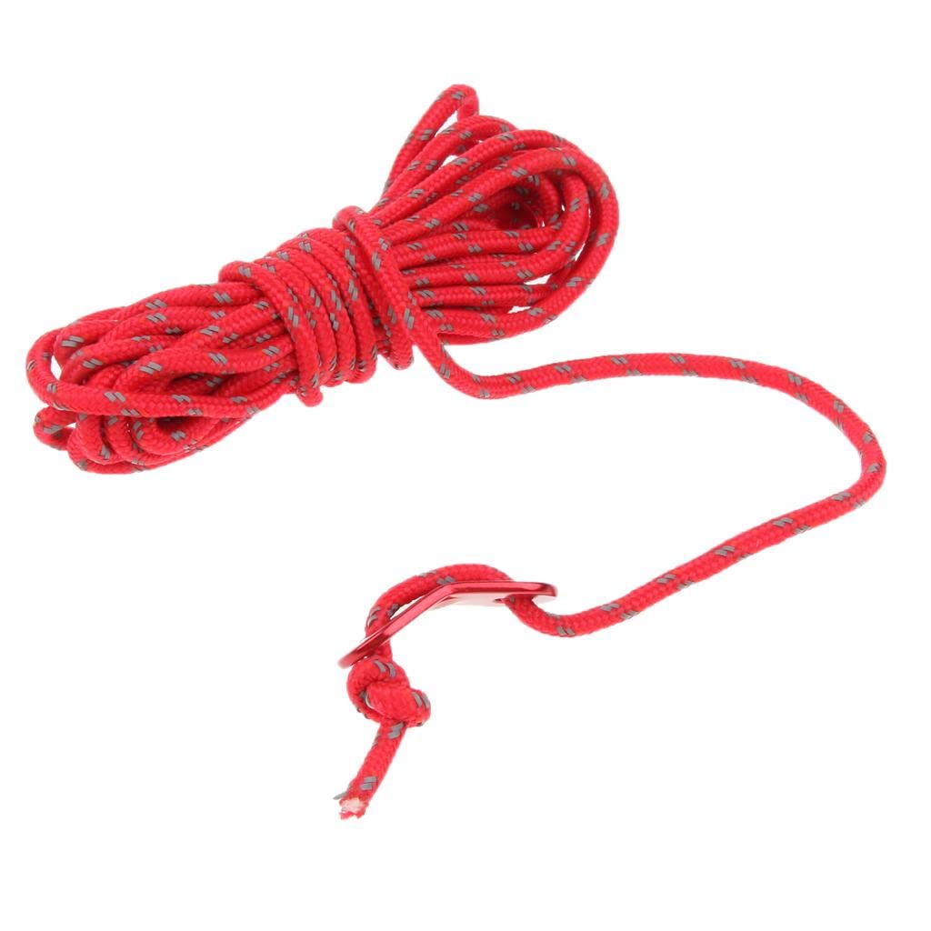5Xreflective Canopy Tent Rope Guy Line Outdoor Camping Cord with Buckle Red