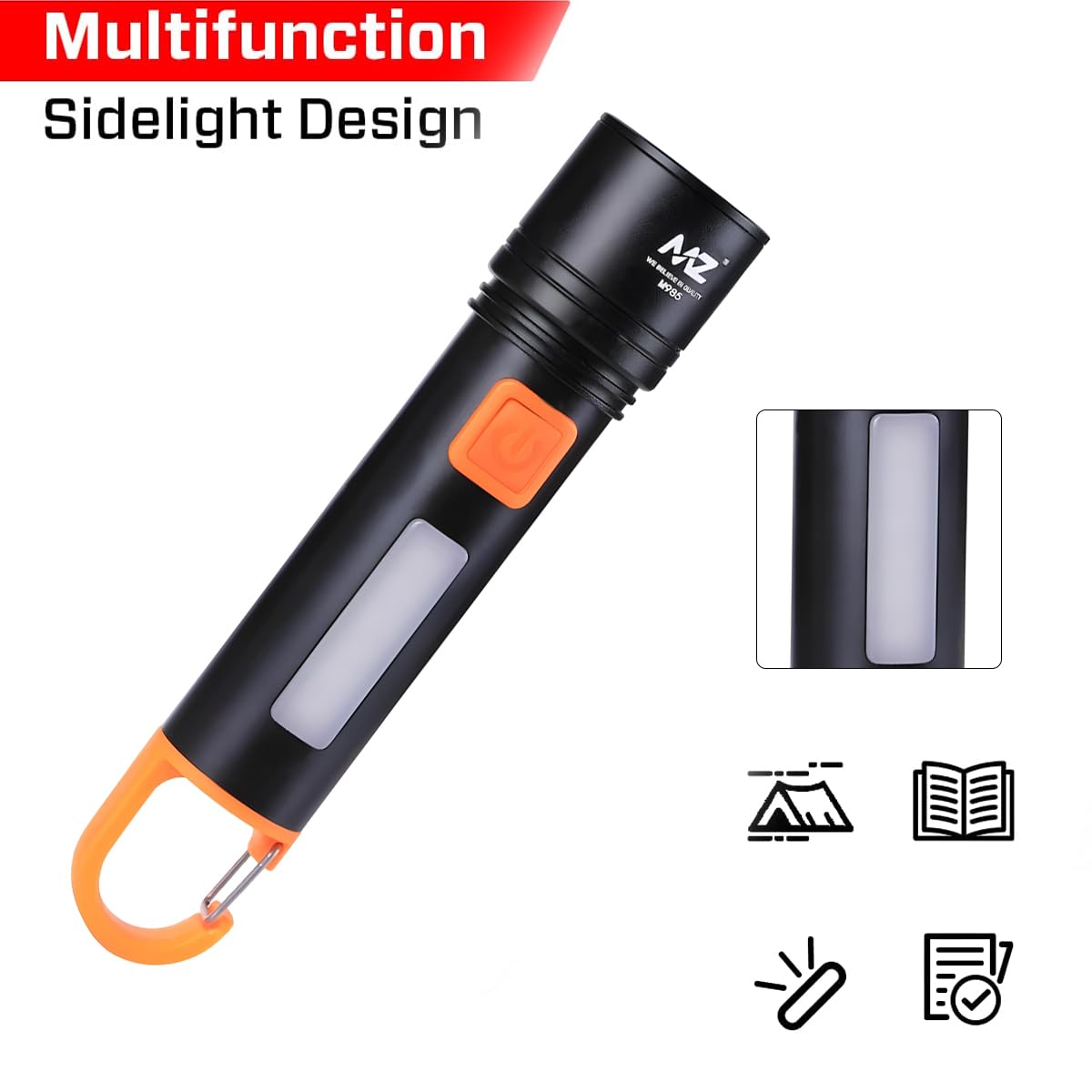 Outdoor Trekking & Emergency Use Led Portable Torch (Type C Rechargeable)