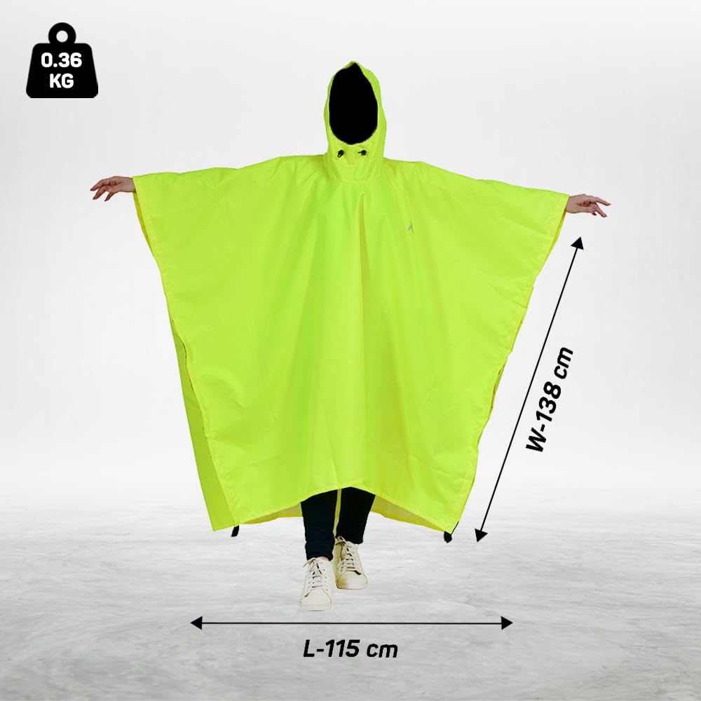 Poncho for Outdoor Rain Waterproof, Lightweight, Reusable & Packable (Neon) - The Adventure Hut