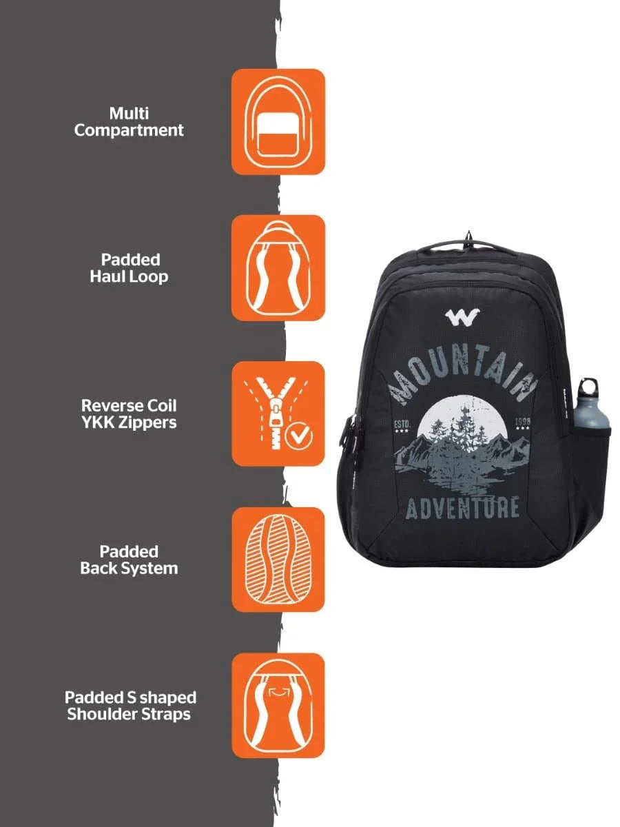 Wildcraft Blaze 45L Backpack with Rain Cover(12953) (Black Coated) - The Adventure Hut