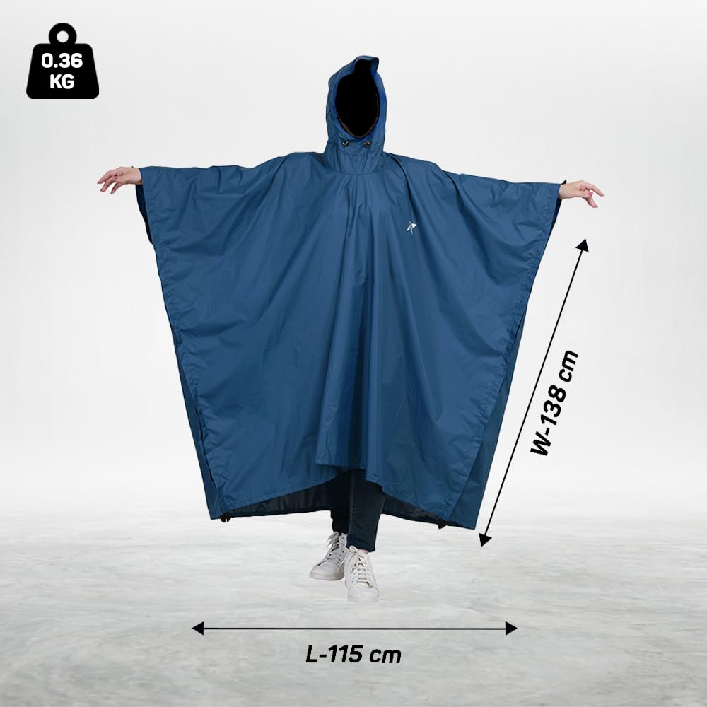 Poncho for Outdoor Rain Waterproof, Lightweight, Reusable & Packable (Blue) - The Adventure Hut