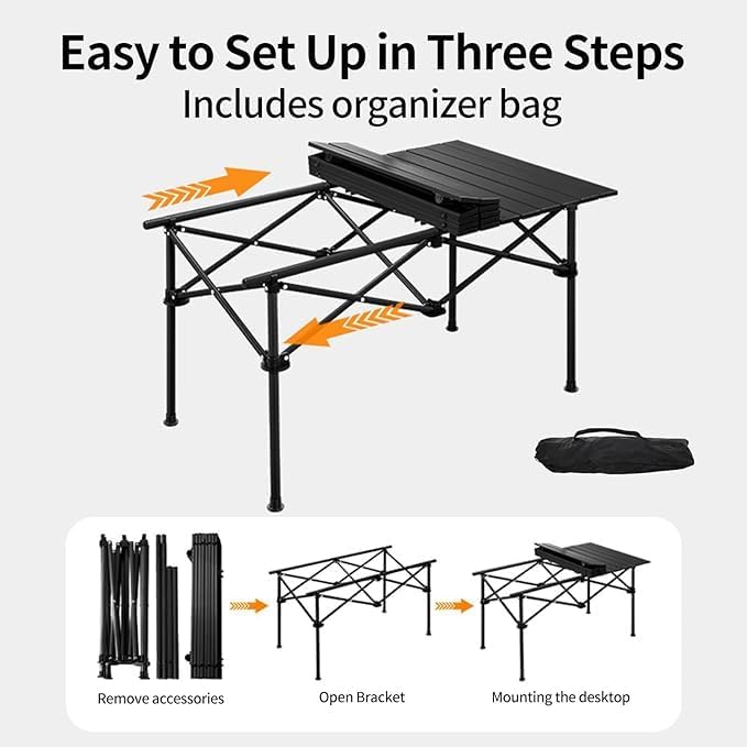 Portable Outdoor Camping Roll-up Folding Table Lightweight  and Carry Bag, Easy to Carry, Perfect for Outdoor, Picnic.
