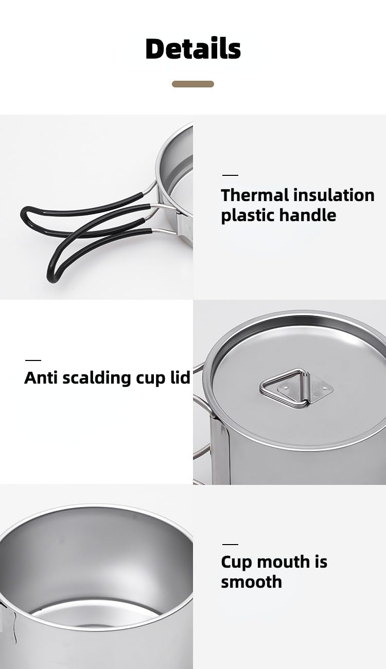 Portable Camping Cookware 5-Piece Stainless Steel for Outdoor Cookware - Non Stick Camping Pans for Picnics and Hiking, - The Adventure Hut