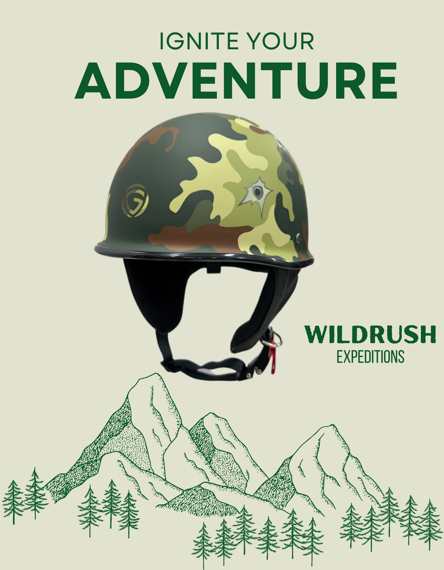 Glider Army Camouflage Half Helmet – Military Style Bullet Design Protective Riding Helmet | Exclusively at Adventure Hut