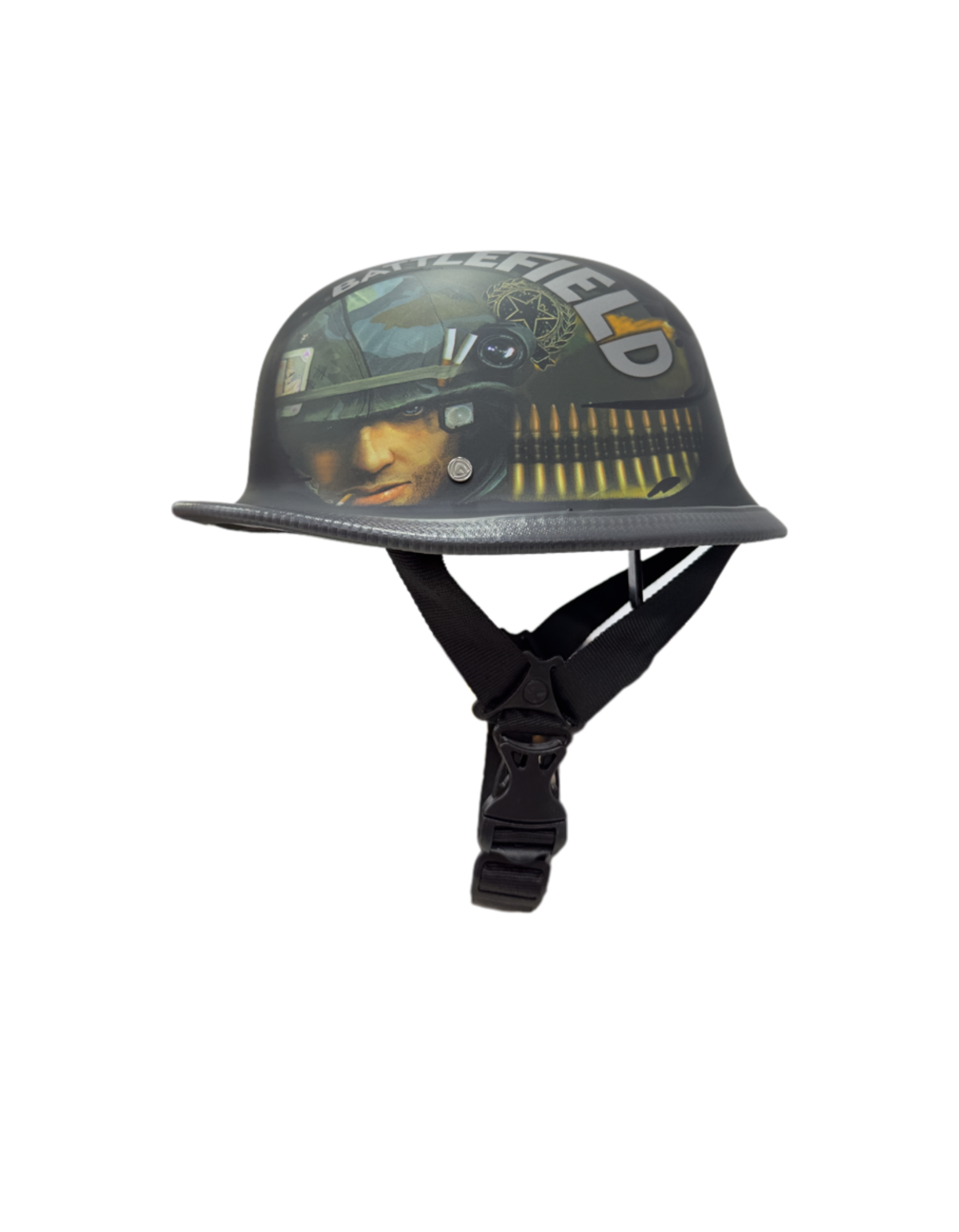 Battlefield Printed German Style Half Helmet – Graphic Motorcycle Cruiser Helmet with Retro Design