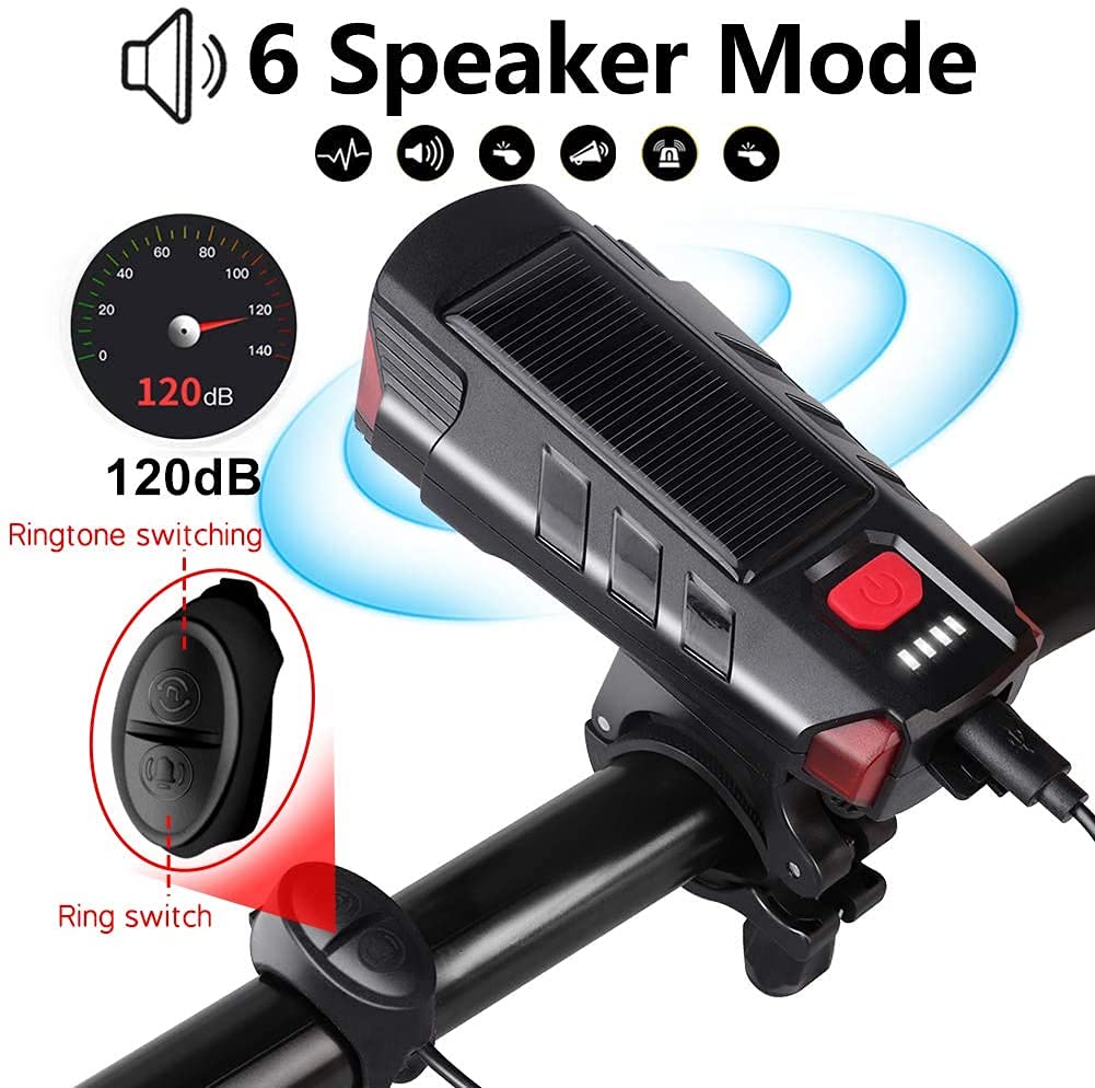 Solar USB Rechargeable Bike Light | 300 Lumens, 5 Modes & 120dB Horn | THE ADVENTURE HUT