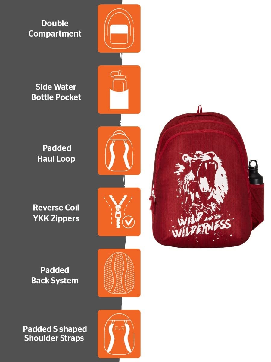 Wildcraft Blaze 35L Backpack with Rain Cover(12951) (Red) - The Adventure Hut