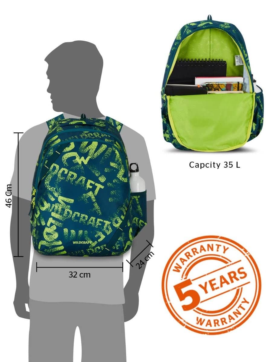 Wildcraft Bravo 35L Backpack with Rain Cover (12955) (Green) - The Adventure Hut
