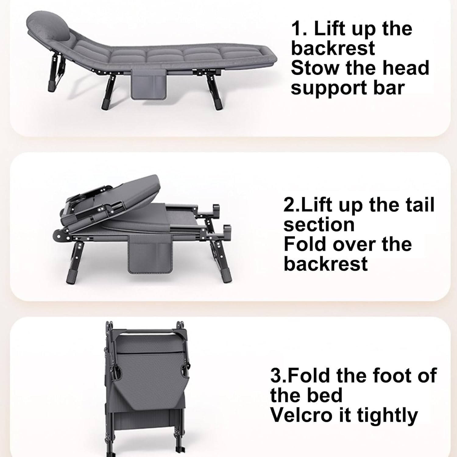 Portable Folding Camping Cot Bed for Sleeping with Soft Cushion Adjustable Backrest | THE ADVENTURE HUT