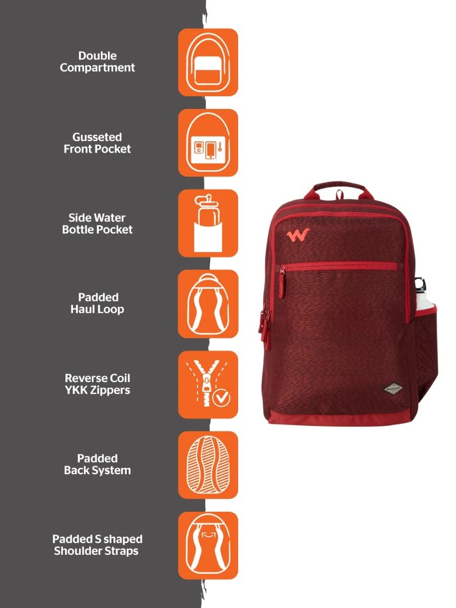 Wildcraft Evo 35L Backpack with Rain Cover (12960) (Burgundy) - The Adventure Hut