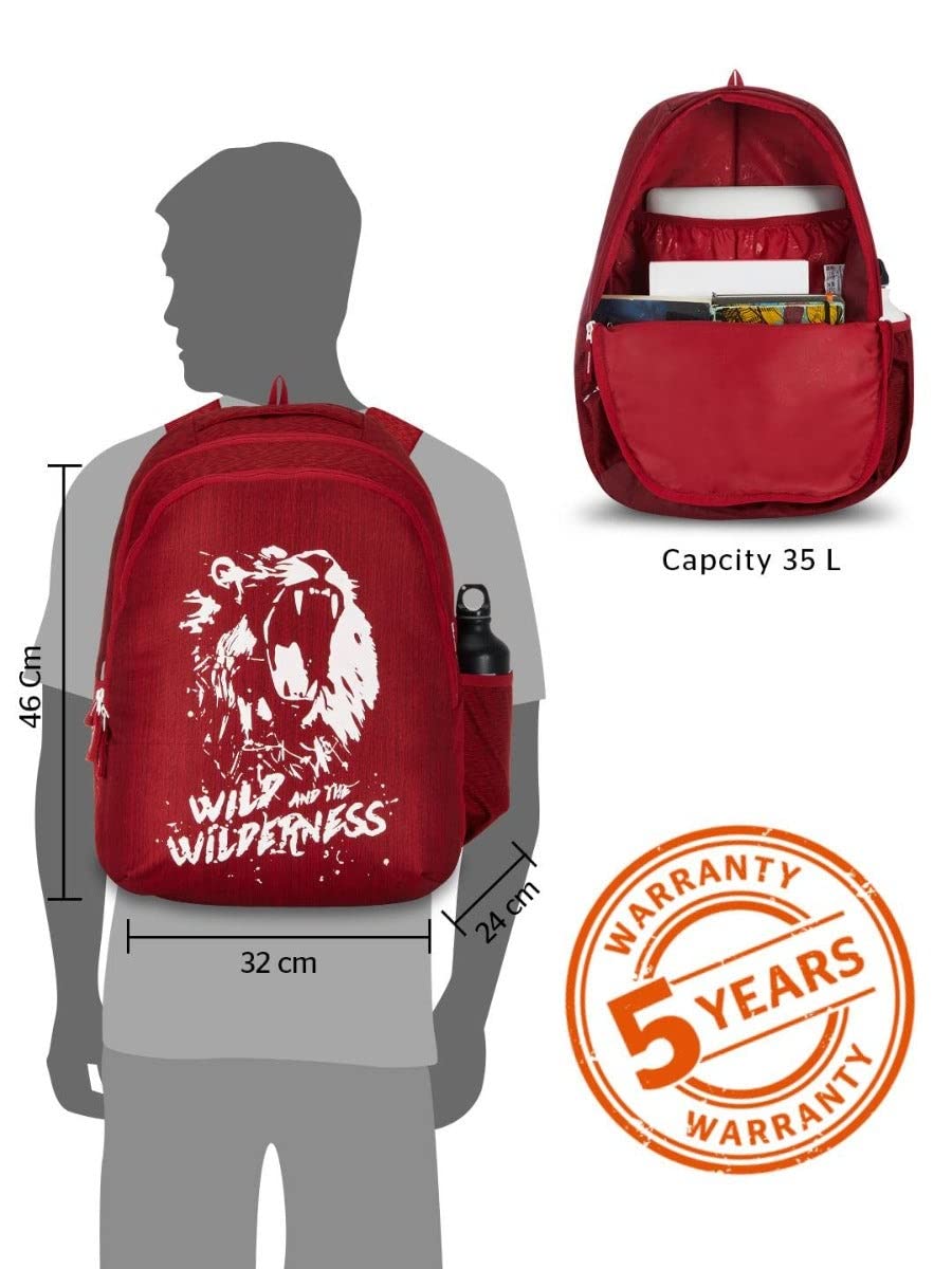 Wildcraft Blaze 35L Backpack with Rain Cover(12951) (Red) - The Adventure Hut