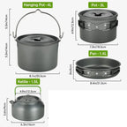 Portable Camping Cookware Set- Outdoor Cooking Pot with Carry Bag for Hiking, Backpacking & Survival (6 Person) - The Adventure Hut
