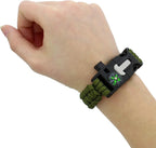 Tactical Paracord Survival Bracelet with Compass, Fire Starter & Whistle (Military Green) - The Adventure Hut