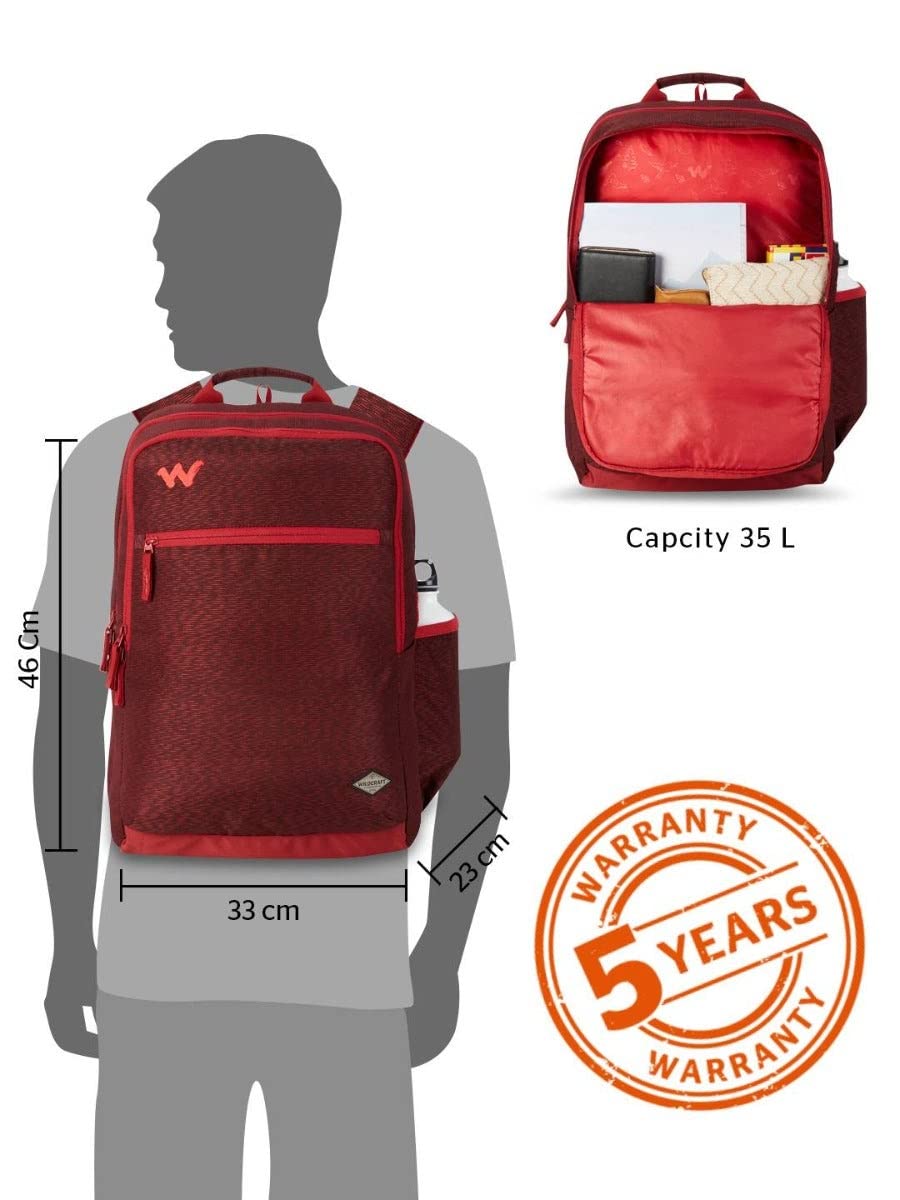 Wildcraft Evo 35L Backpack with Rain Cover (12960) (Burgundy) - The Adventure Hut