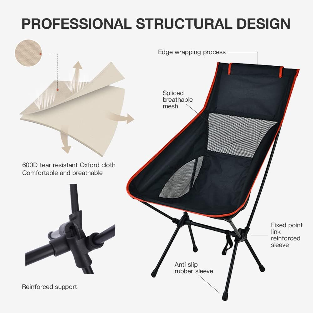Portable Folding Camping Chair – Heavy Duty Steel Frame, Wide Seat, Compact & Comfortable Outdoor Chair for Camping, Garden, Patio, Picnic