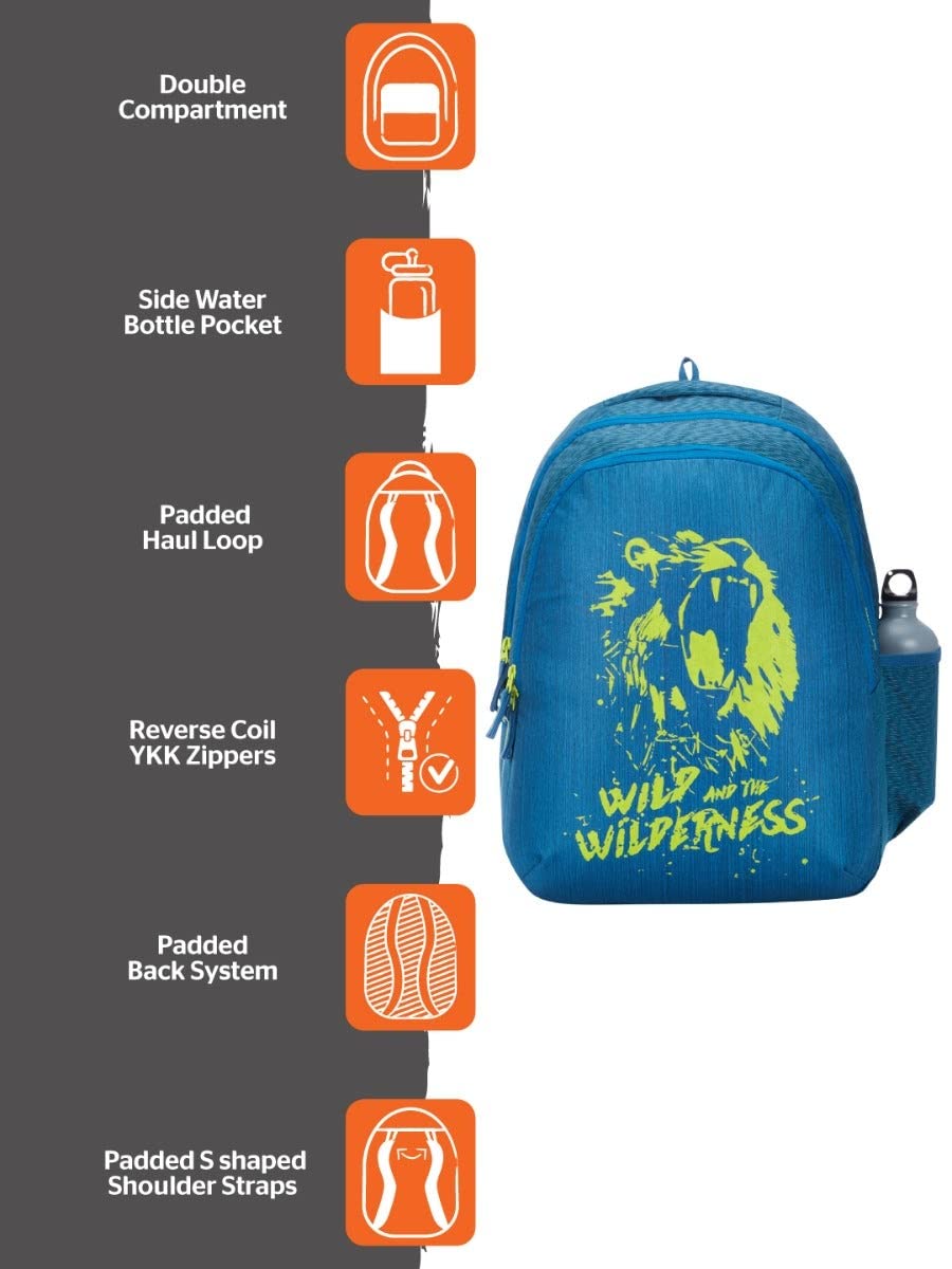 Wildcraft Blaze 35L Backpack with Rain Cover(12951) (Blue) - The Adventure Hut