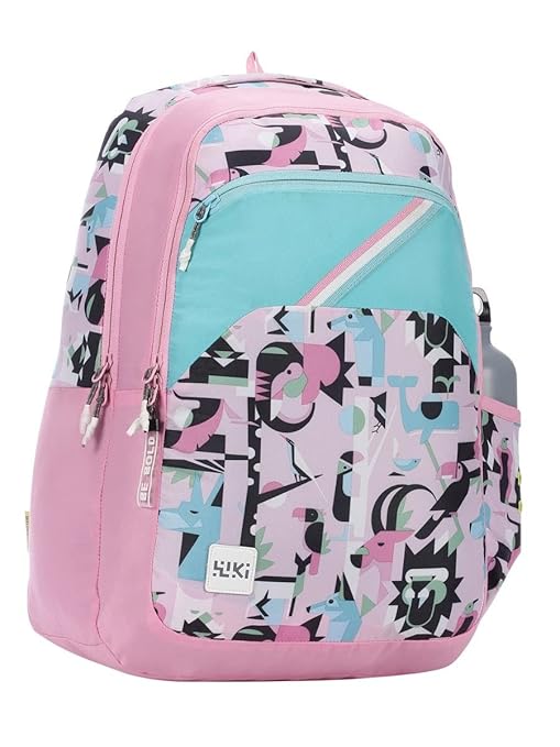 WIKI 3 Fauna School Bag with Laptop Compartment - (12970- Fauna Pink) - The Adventure Hut