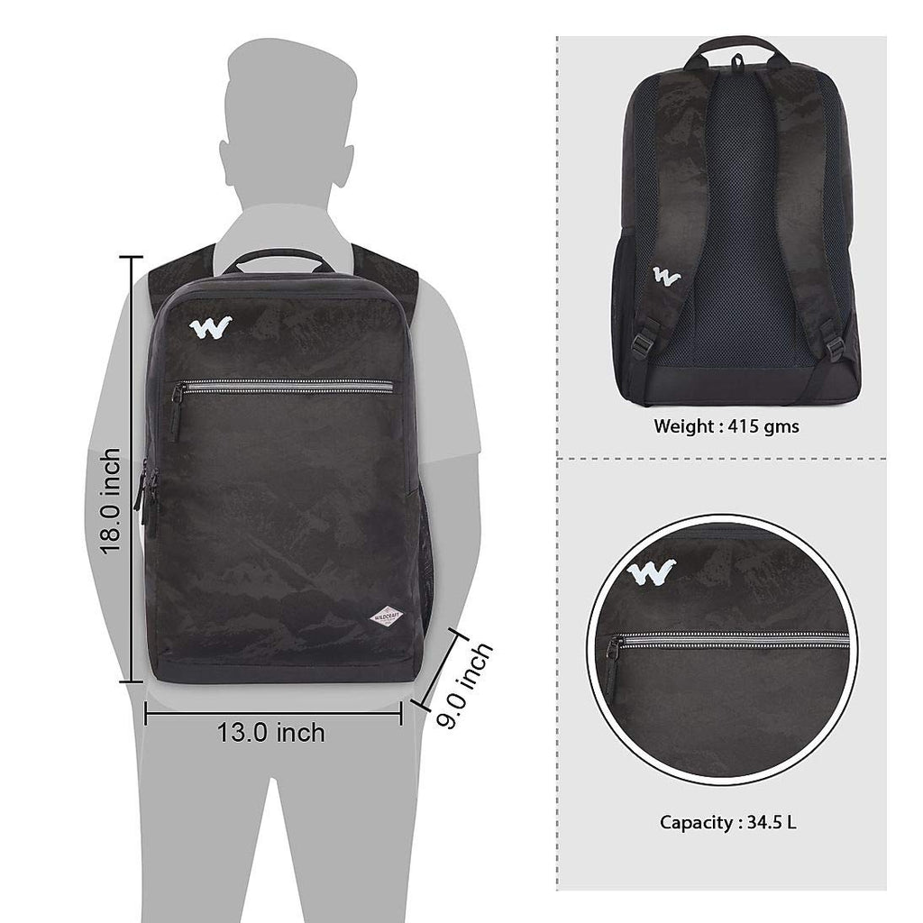Wildcraft 34.5 Ltrs Evo 1 Jacquard Black Casual Backpack (12279_Jacquard_Black) - The Adventure Hut