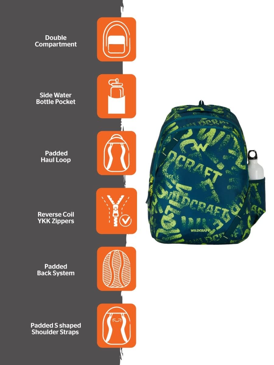 Wildcraft Bravo 35L Backpack with Rain Cover (12955) (Green) - The Adventure Hut