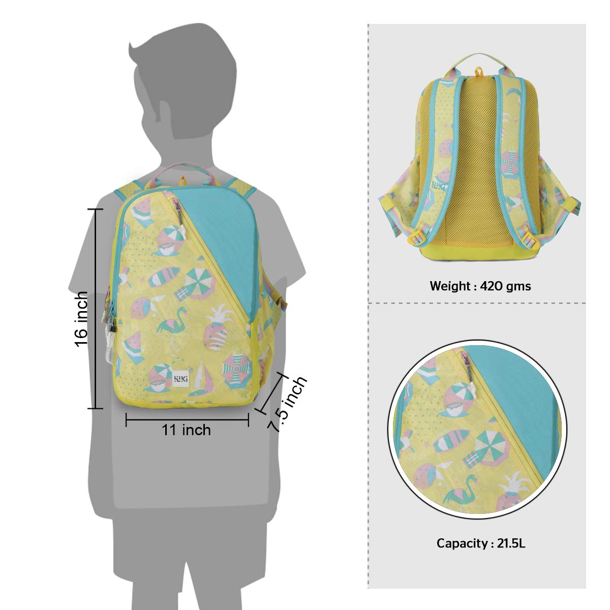 Wildcraft 21.5 Ltrs Girl Squad 1 Beach Yellow Casual Backpack (12344_Beach_Yellow) - The Adventure Hut