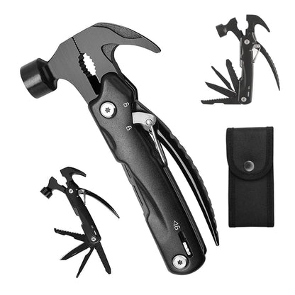 Stadash Multi Tool Hammer 12 in 1 Camping Gear Survival Tools Mini Hammer with Pliers, Bottle Opener, Screwdriver, Claw Hammer, Pocket Multi-Functional Gadget for Men, Outdoor Hiking Tool