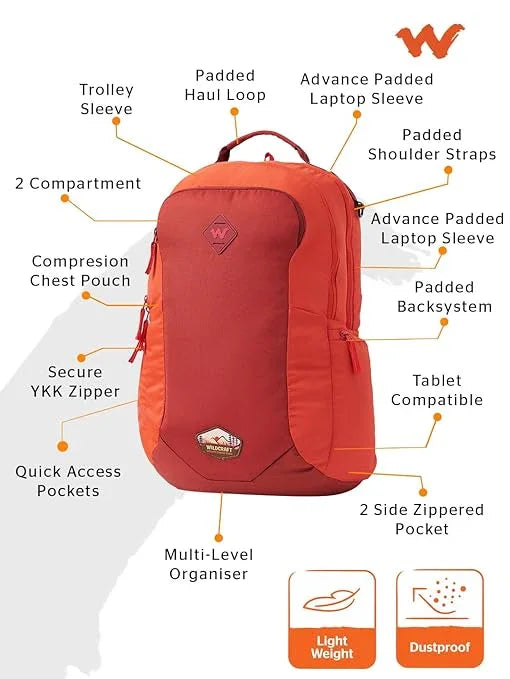 Wildcraft Cargo Pack 35 Pro Backpack (13489-Rust) - The Adventure Hut