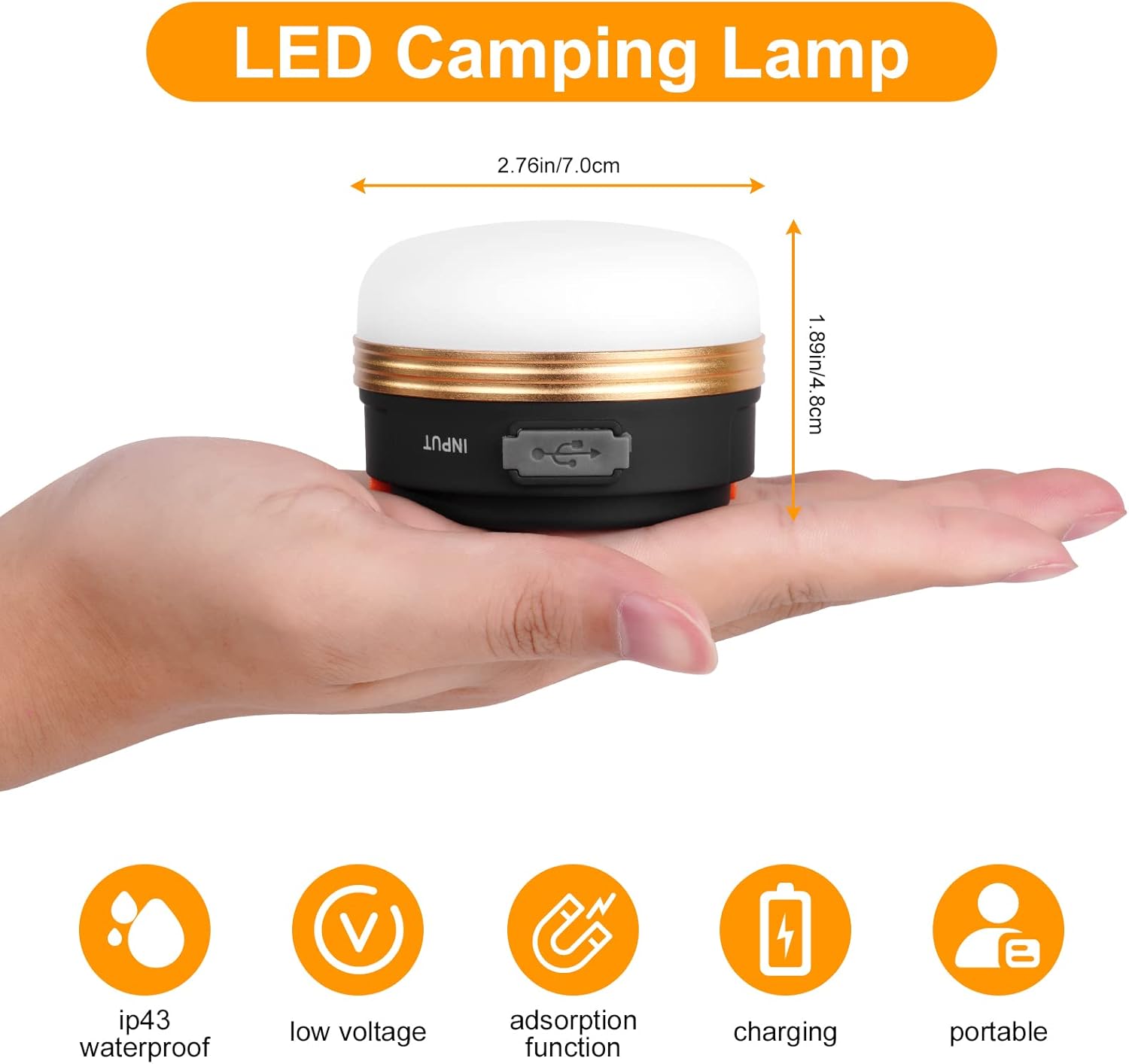 Adventure Hut Rechargeable LED Camping Lantern with 1800mAh Power Bank | Portable USB Tent Light with Hook for Hiking, Emergency & Outdoor Use