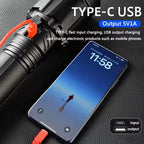 YEMAO YM-G999-60W Tactical Flashlight - 15000LM XHP360 LED with 8x18650 Batteries & Type-C Charging