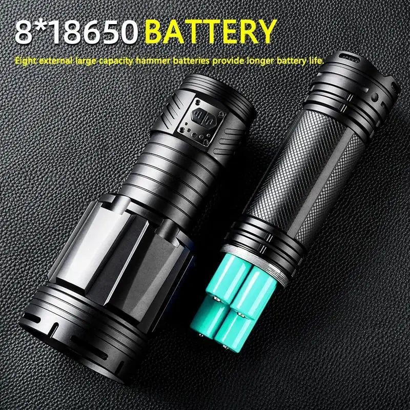YEMAO YM-G999-60W Tactical Flashlight - 15000LM XHP360 LED with 8x18650 Batteries & Type-C Charging