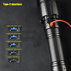 YEMAO YM-G999-60W Tactical Flashlight - 15000LM XHP360 LED with 8x18650 Batteries & Type-C Charging