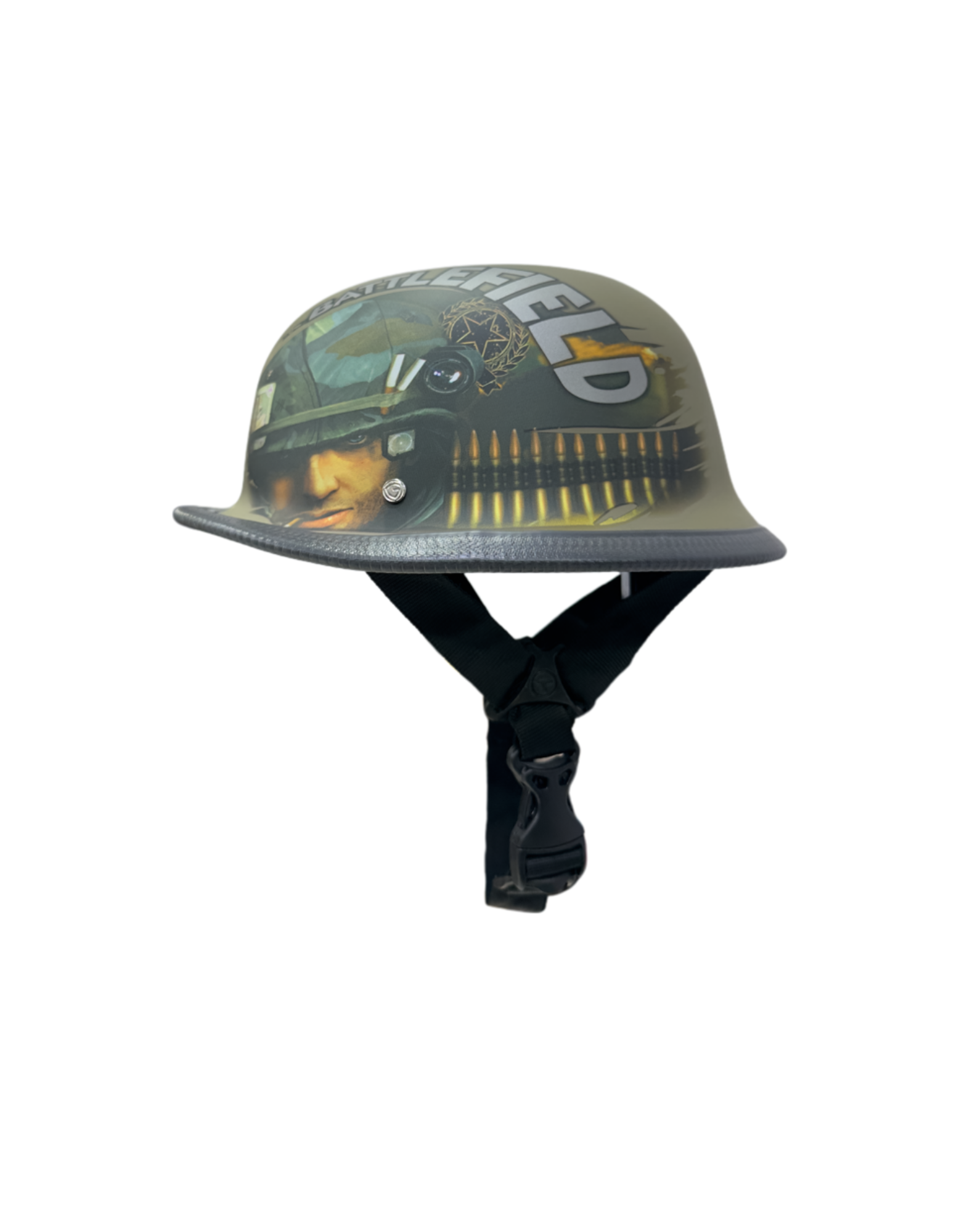 Battlefield Printed German Style Half Helmet – Graphic Motorcycle Cruiser Helmet with Retro Design