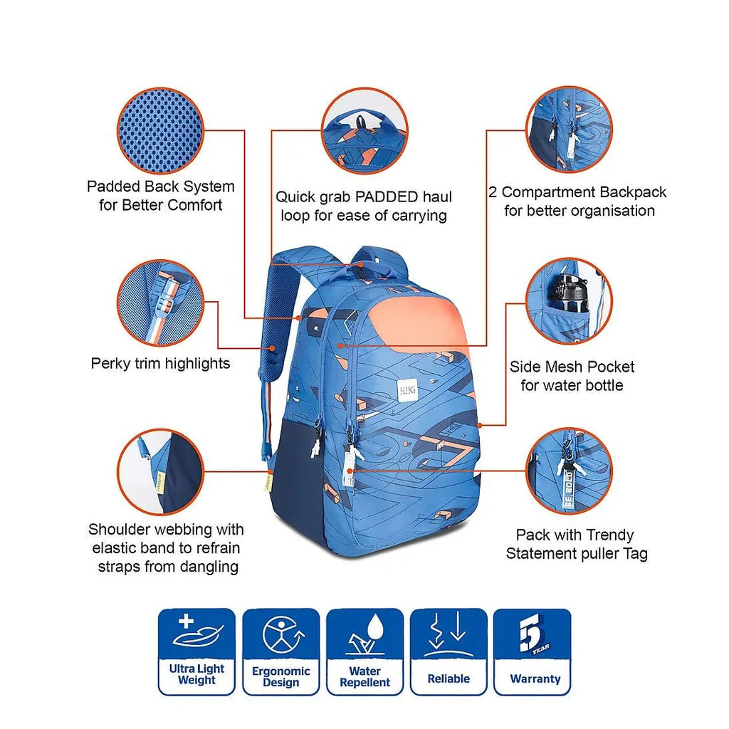 Wildcraft 29.5 Ltrs Pack 1 Play Off Blue Casual Backpack (12240_Play_Off_Blue)(HxWxD : 18.5x13.5x7)(inches) - The Adventure Hut