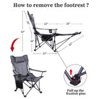 Reclining Camping Chair, 4 Adjustable Positions, Portable Folding Lounger for Adults - Grey | THE ADVENTURE HUT