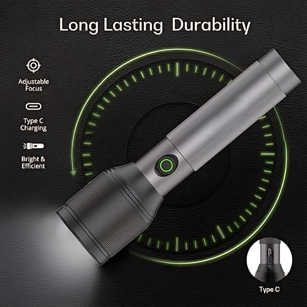 RL-M40 Heavy Duty Metal Torch | 100W+100W Dual Light Rechargeable Torch | THE ADVENTURE HUT