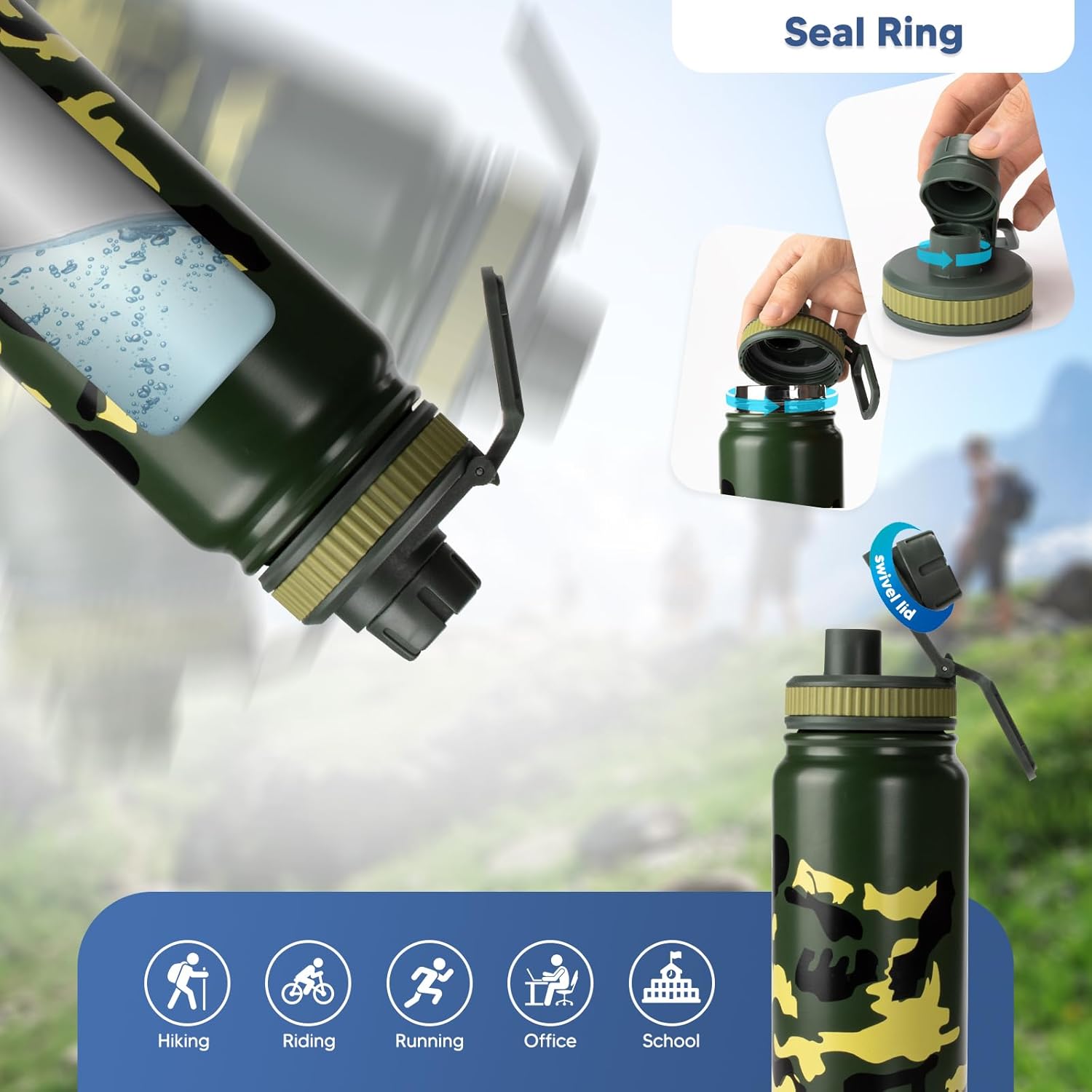 Stainless Steel Water Bottle 850ml Thermal Bottle BPA Free (850ml-Army Green) (TK-7673)