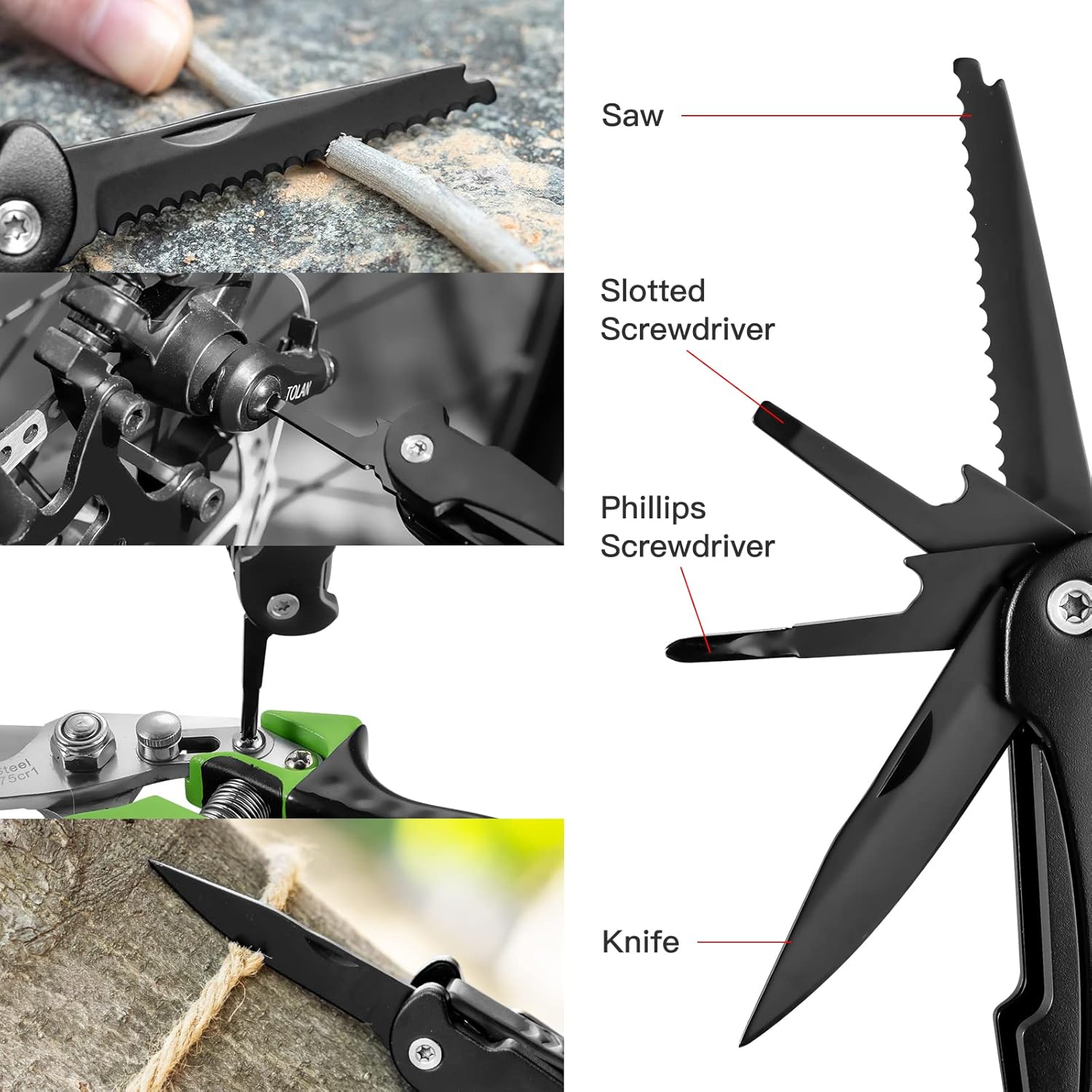 14 in 1 Multitool Pliers - Black - The Adventure Hut