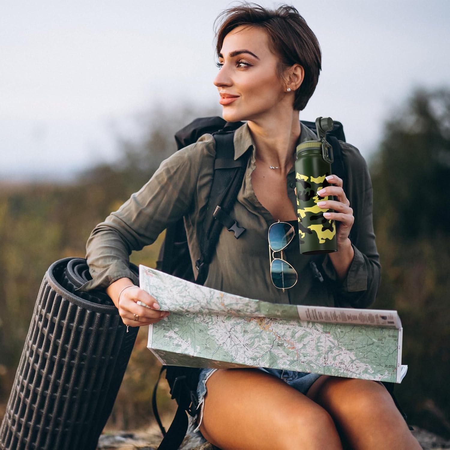 Stainless Steel Water Bottle 850ml Thermal Bottle BPA Free (850ml-Army Green) (TK-7673)