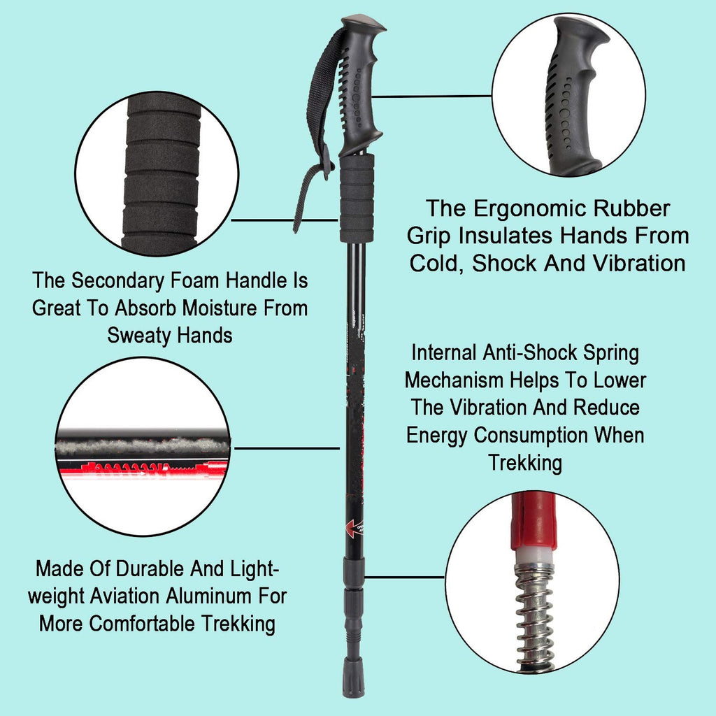 Adventure Hut Hiking Trekking Pole With Walking/Hiking Poles Anti-Shock, Collapsible Lightweight Sticks (TK-4494)
