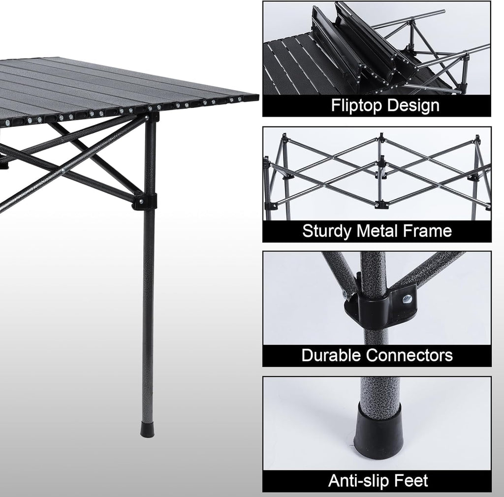 Portable Outdoor Camping Roll-up Folding Table Lightweight  and Carry Bag, Easy to Carry, Perfect for Outdoor, Picnic.