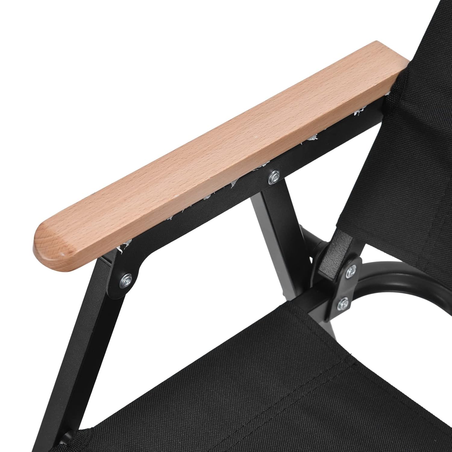 Portable Folding Camping Chair with Wooden Armrests – Heavy Duty Outdoor Lounge Seat
