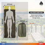 Sleeping Bag Camp Lite +8°C + 20°C (Yellow - Army Green) - The Adventure Hut