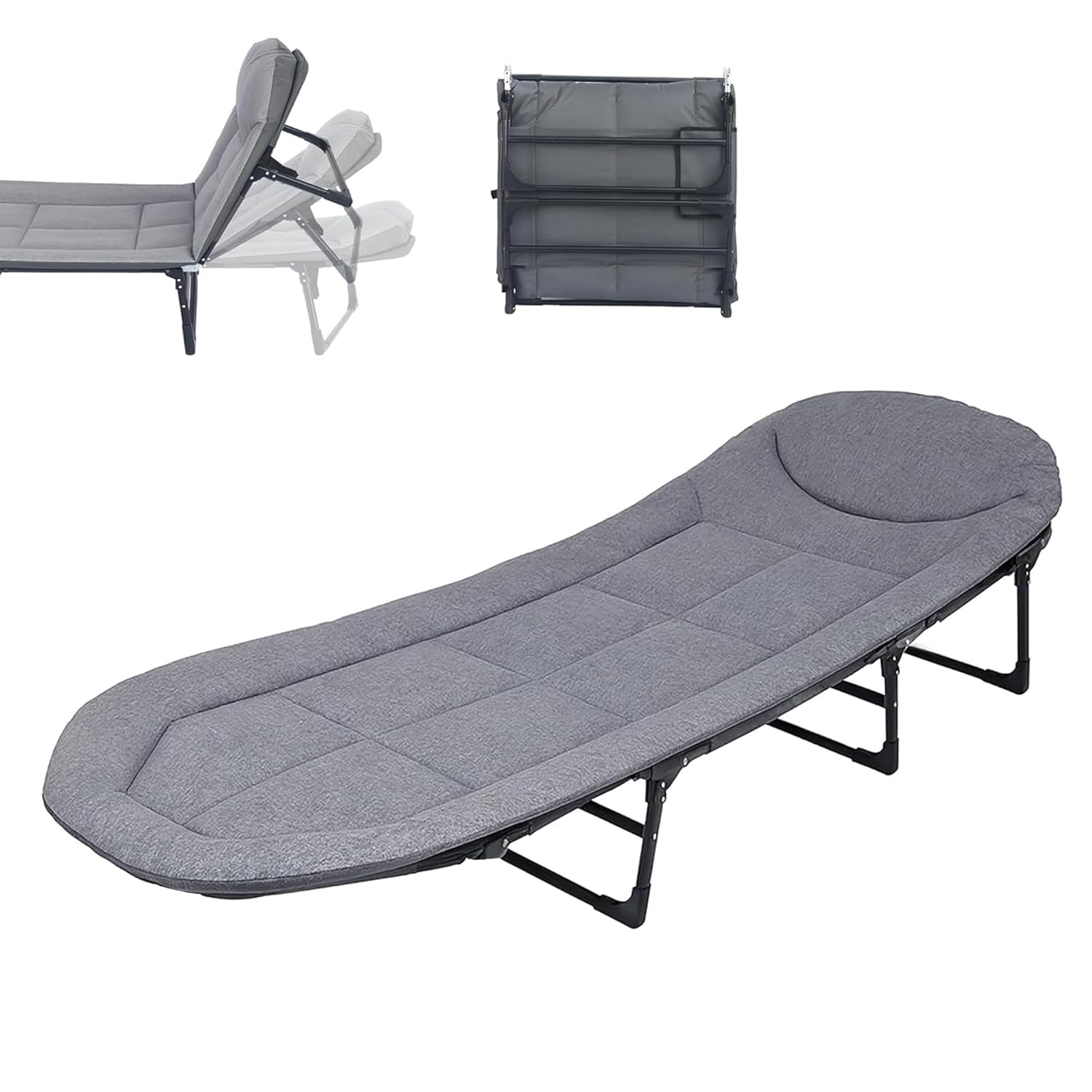 Portable Folding Camping Cot Bed for Sleeping with Soft Cushion Adjustable Backrest | THE ADVENTURE HUT