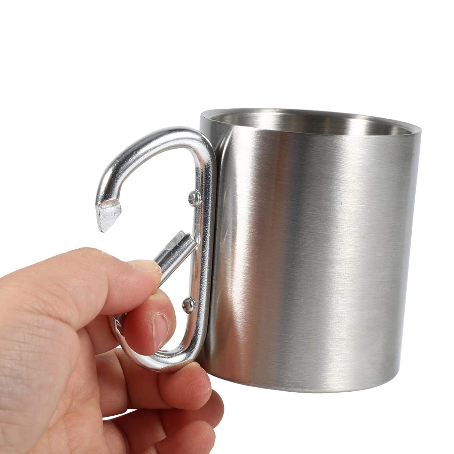 Carabiner Mug Stainless Steel Drinking Cup for Camping Hiking Backpacking (180 ml/6 oz)