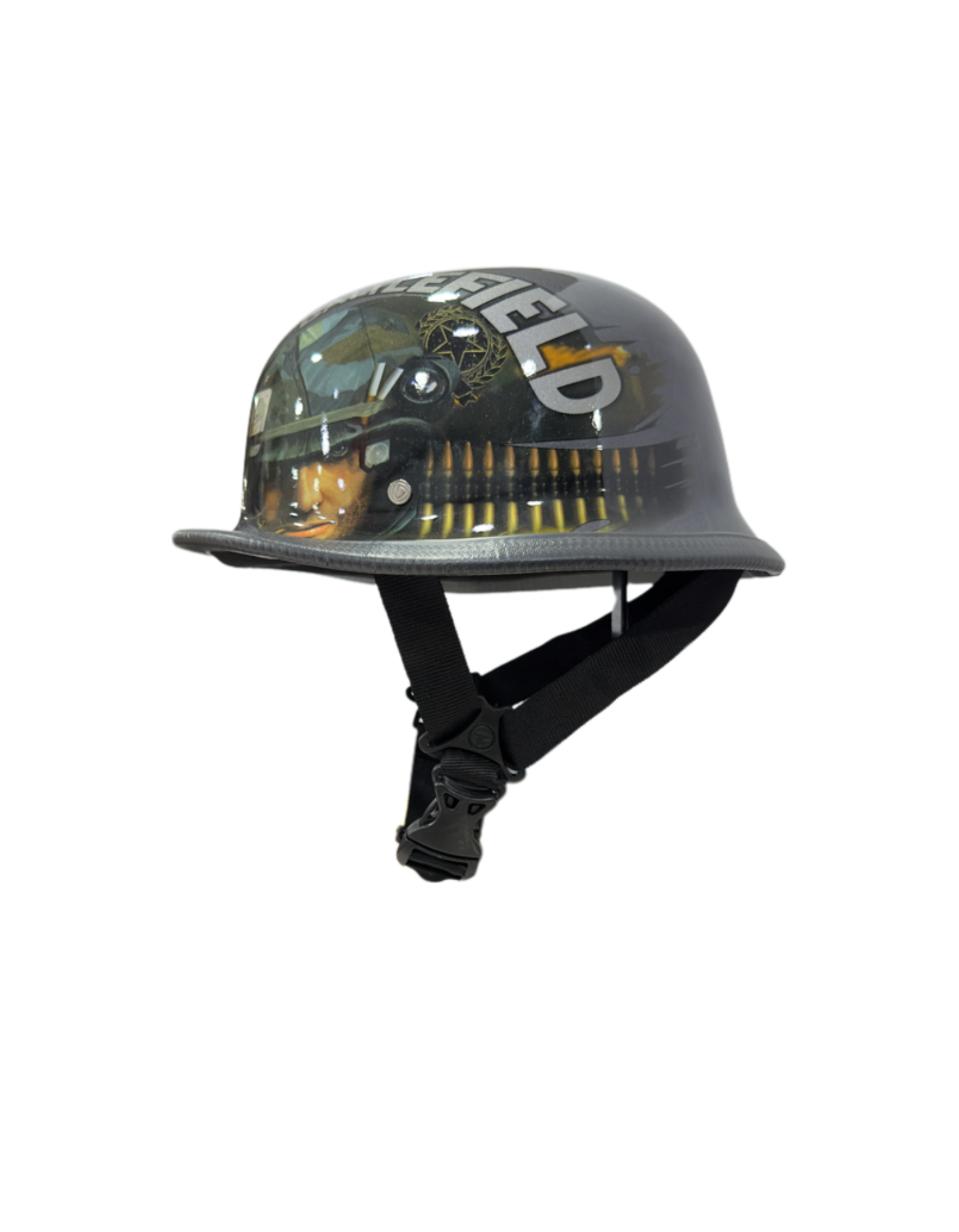Battlefield Printed German Style Half Helmet – Graphic Motorcycle Cruiser Helmet with Retro Design