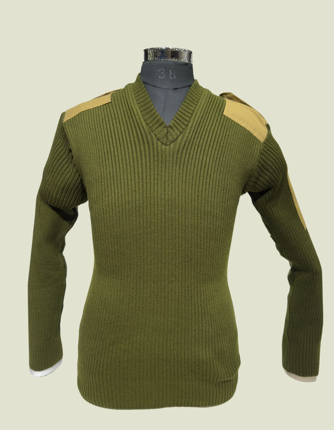 ADVENTURE HUT KHAKHI GREEN NCC Woolen Sweater – V-Neck, Shoulder & Elbow Patch Pullover